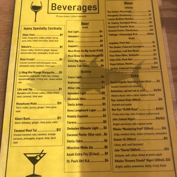 Isana - Happy Hour Menu - Sushi Bars Near Me - Kihei, Hawaii