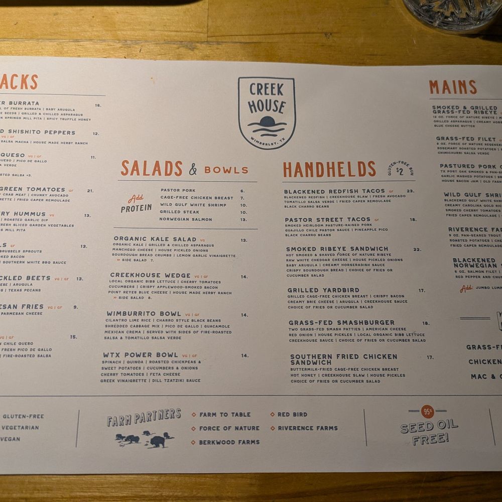 Creekhouse Kitchen & Bar - Menu - New American Near Me - Wimberley, Texas Creekhouse Kitchen & Bar - Menu - New American Near Me - Wimberley, Texas
