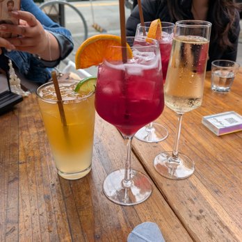 Fable - Blood orange spritz (center), John Daly (left), Non-alcoholic sparkling moscato wine - New American Near Me - San Francisco, California