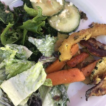 Laura & Tony's Kitchen - Kale salad, Caesar salad with homemade dressing, roasted squash, and cucumber salad. - Breakfast & Brunch Near Me - North Eastham, Massachusetts