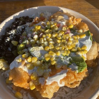 Shaka Taco - Fish taco bowl w/ coconut rice. Corn added. - Tacos Near Me - Surf City, North Carolina Shaka Taco - Fish taco bowl w/ coconut rice. Corn added. - Tacos Near Me - Surf City, North Carolina