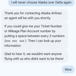 Insulted by Alaska online rep. Insulted by Alaska online rep.