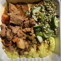 Lamb tikka, sprouts salad and lemon rice Lamb tikka, sprouts salad and lemon rice