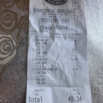 Birrieria Gonzalez - My order - Mexican Near Me - Compton, California