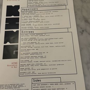 King Brasserie - Menu - Seafood Near Me - New Orleans, Louisiana