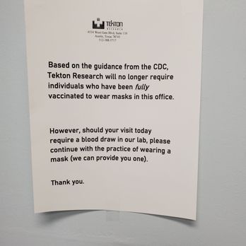 Tekton Research - Mask notification - Medical Centers Near Me - Austin, Texas