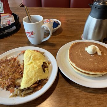 Denny's - Actual order Omelette with hash browns and buttermilk pancakes - American Near Me - Ventura, California