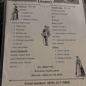 The Grainery - menu (page 1 of 2) - Cafes Near Me - McCrory, Arkansas The Grainery - menu (page 1 of 2) - Cafes Near Me - McCrory, Arkansas