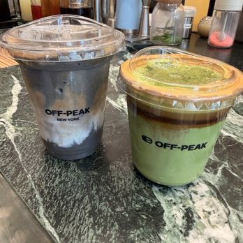 Off-Peak Coffee - Black sesame latte and dirty matcha - Coffee & Tea Near Me - Flushing, New York