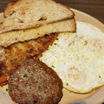 Snooze, an A.M. Eatery - Snooze classic with sausage patties, sourdough, over medium eggs - Breakfast & Brunch Near Me - Tempe, Arizona