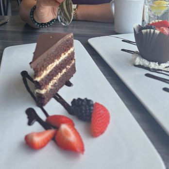 The Fish Hopper - Lilikoi cake and chocolate mousse cup - Seafood Near Me - Monterey, California The Fish Hopper - Lilikoi cake and chocolate mousse cup - Seafood Near Me - Monterey, California