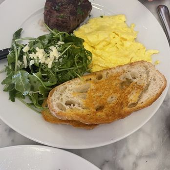 Immigrant Son Caffe - Filet and eggs. Hubby kept saying how great the steak was with each bite! - New American Near Me - Ventura, California