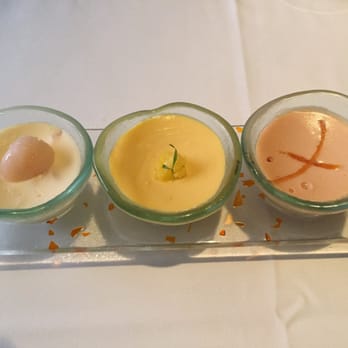Quilon Restaurant - Baked yoghurt in three flavor, Lychee, Mango & Blood Orange. - Indian Near Me - London, XGL Quilon Restaurant - Baked yoghurt in three flavor, Lychee, Mango & Blood Orange. - Indian Near Me - London, XGL