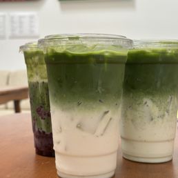Blueberry matcha, jasmine matcha, pandan matcha