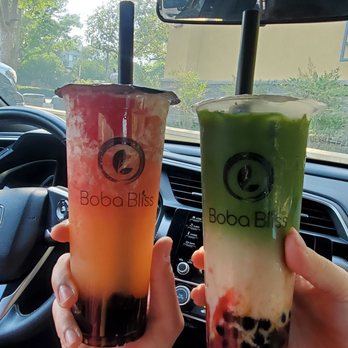 Boba Bliss - Watermelon lychee and strawberry matcha oat milk with honey boba. - Bubble Tea Near Me - Dublin, California