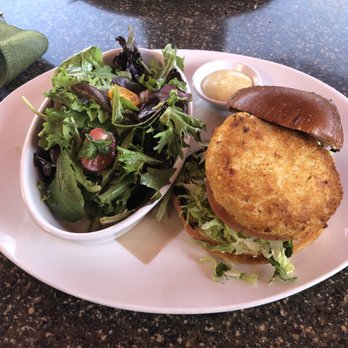 Seasons 52 - Crab cake on brioche bun and salad. - New American Near Me - Albuquerque, New Mexico Seasons 52 - Crab cake on brioche bun and salad. - New American Near Me - Albuquerque, New Mexico
