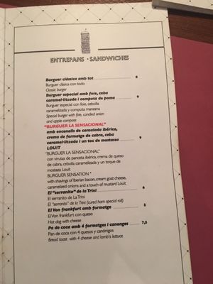 Menu photo 1 La Trini Barcelona, B