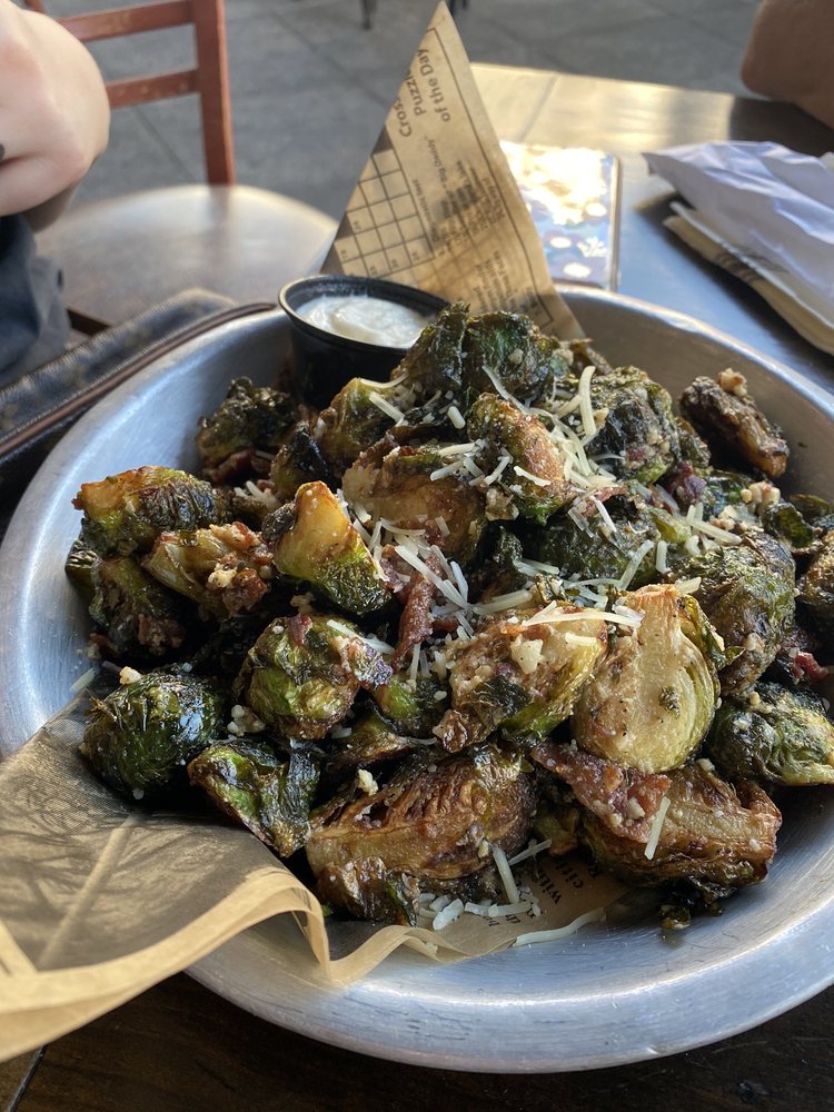 Pan Roasted Brussels sprouts w/lots of garlic. Yelp