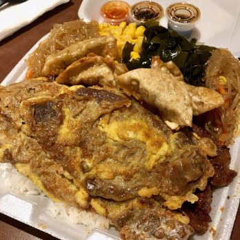 Pearl's Korean BBQ - Meatjun with Kalbi combo with side mandoo - Korean Near Me - Ewa Beach, Hawaii Pearl's Korean BBQ - Meatjun with Kalbi combo with side mandoo - Korean Near Me - Ewa Beach, Hawaii