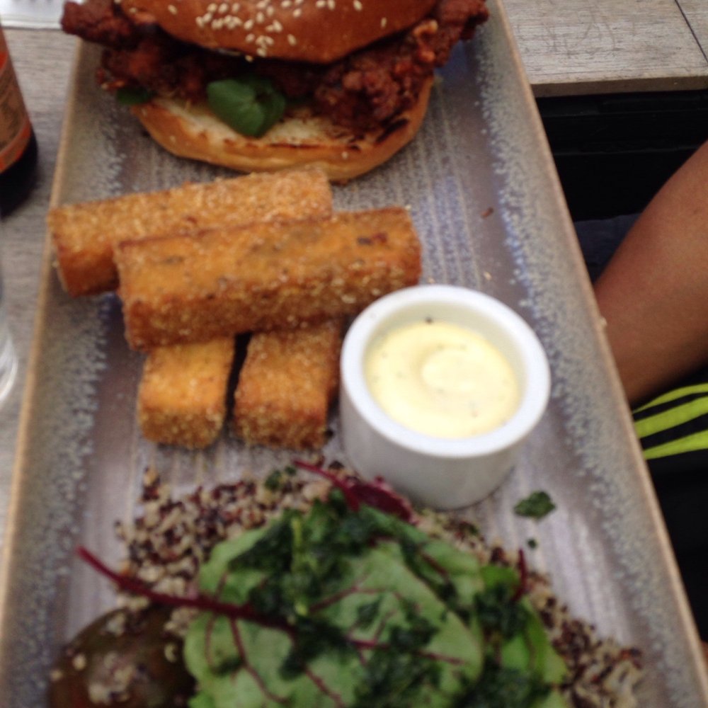 Industry Beans - Fried creole chicken burger with polenta chips - Coffee Roasteries Near Me - Fitzroy, VIC Industry Beans - Fried creole chicken burger with polenta chips - Coffee Roasteries Near Me - Fitzroy, VIC