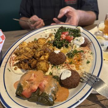 Ginger Cafe&Grill - Humus w chicken onion tomato schwarma babaghanouj domas tabouli and falafel with tahini sauce - Lebanese Near Me - Corpus Christi, Texas Ginger Cafe&Grill - Humus w chicken onion tomato schwarma babaghanouj domas tabouli and falafel with tahini sauce - Lebanese Near Me - Corpus Christi, Texas