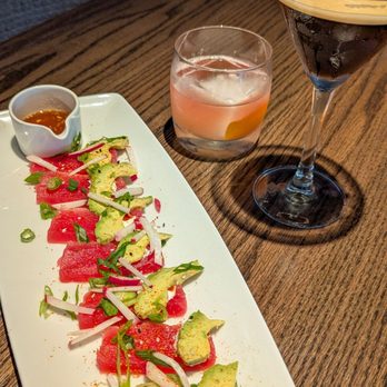 Cooper's Hawk Winery & Restaurant- Greenfield, WI - Ahi Tuna Sashimi appetizer Bin 61 Sour Espresso Martini - Wine Bars Near Me - Greenfield, Wisconsin Cooper's Hawk Winery & Restaurant- Greenfield, WI - Ahi Tuna Sashimi appetizer Bin 61 Sour Espresso Martini - Wine Bars Near Me - Greenfield, Wisconsin