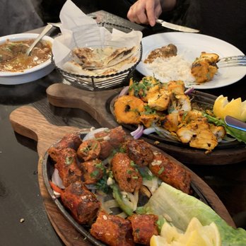 India House - Lamb kebab and chicken tikka , rice and garlic naan - Indian Near Me - Chicago, Illinois India House - Lamb kebab and chicken tikka , rice and garlic naan - Indian Near Me - Chicago, Illinois