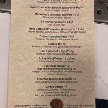 Zinnia - Bar menu offered all day - Cocktail Bars Near Me - Silver Spring, Maryland