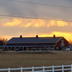 Blue Flame 47 - The Barn at sunset (where we meet for services & events)