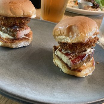 Mosaic Restaurant - Pork belly sliders with my deep fried pickle add;) - Bars Near Me - Redding, California Mosaic Restaurant - Pork belly sliders with my deep fried pickle add;) - Bars Near Me - Redding, California