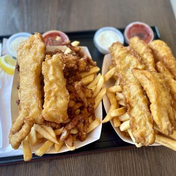 Seto Fish & Chips - Fish & Clams with Chips (left), Fish and Shrimp with Chips (right) - Fish & Chips Near Me - Sunnyvale, California Seto Fish & Chips - Fish & Clams with Chips (left), Fish and Shrimp with Chips (right) - Fish & Chips Near Me - Sunnyvale, California