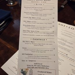 Happy hour menu
