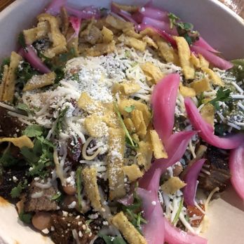 QDOBA Mexican Eats - Burrito bowl with grilled steak, pinto beans, pickled red onions, tortilla strips, fresh cilantro, shredded cheese, and guac - Mexican Near Me - Walnut Creek, California QDOBA Mexican Eats - Burrito bowl with grilled steak, pinto beans, pickled red onions, tortilla strips, fresh cilantro, shredded cheese, and guac - Mexican Near Me - Walnut Creek, California
