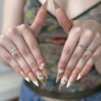Nail Boutique & Spa - french stiletto with gold chrome - Nail Salons Near Me - St. Cloud, Florida Nail Boutique & Spa - french stiletto with gold chrome - Nail Salons Near Me - St. Cloud, Florida