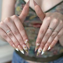 Nail Boutique & Spa - french stiletto with gold chrome
