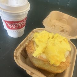 Grits n eggs in a biscuit bowl.