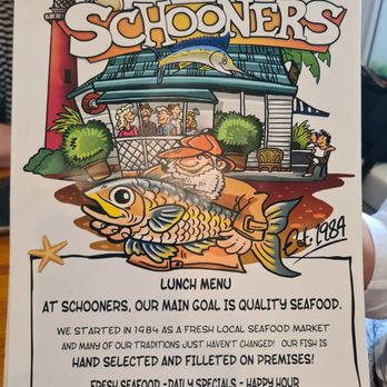 Schooner's Restaurant - a menu for a seafood restaurant - Seafood Near Me - Jupiter, Florida