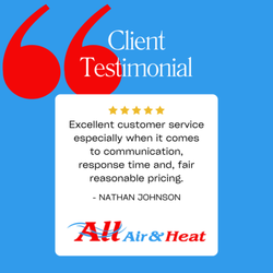 All Air & Heat Inc Port St - A testimonial for All Air and Heat.