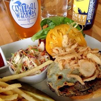 SAP Brunch - Black bean burger with haystack onions, blue cheese, heirloom yellow tomato, and lettuce. - Breakfast & Brunch Near Me - Appleton, Wisconsin SAP Brunch - Black bean burger with haystack onions, blue cheese, heirloom yellow tomato, and lettuce. - Breakfast & Brunch Near Me - Appleton, Wisconsin