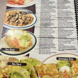 Dinner menu