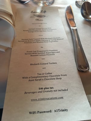Menu photo 4 Artisan Inn's Twine Loft Restaurant Trinity, NL