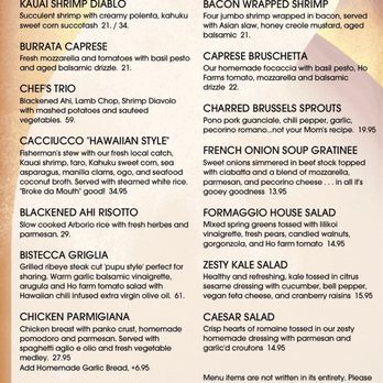 Formaggio Grill - The food menu - Seafood Near Me - Kailua, Hawaii Formaggio Grill - The food menu - Seafood Near Me - Kailua, Hawaii