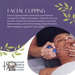 Lasai Wellness Massage - Face Cupping to help stimulate circulation, reduce puffiness and fine lines. Along with aromatic steam towels, hot & cold face stone massage