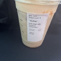 Starbucks - I got an Iced Chai Latte with pumpkin spice cold foam.