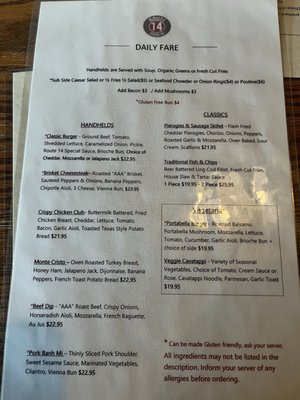 Menu photo 1 Route 14 Sooke Sooke, BC
