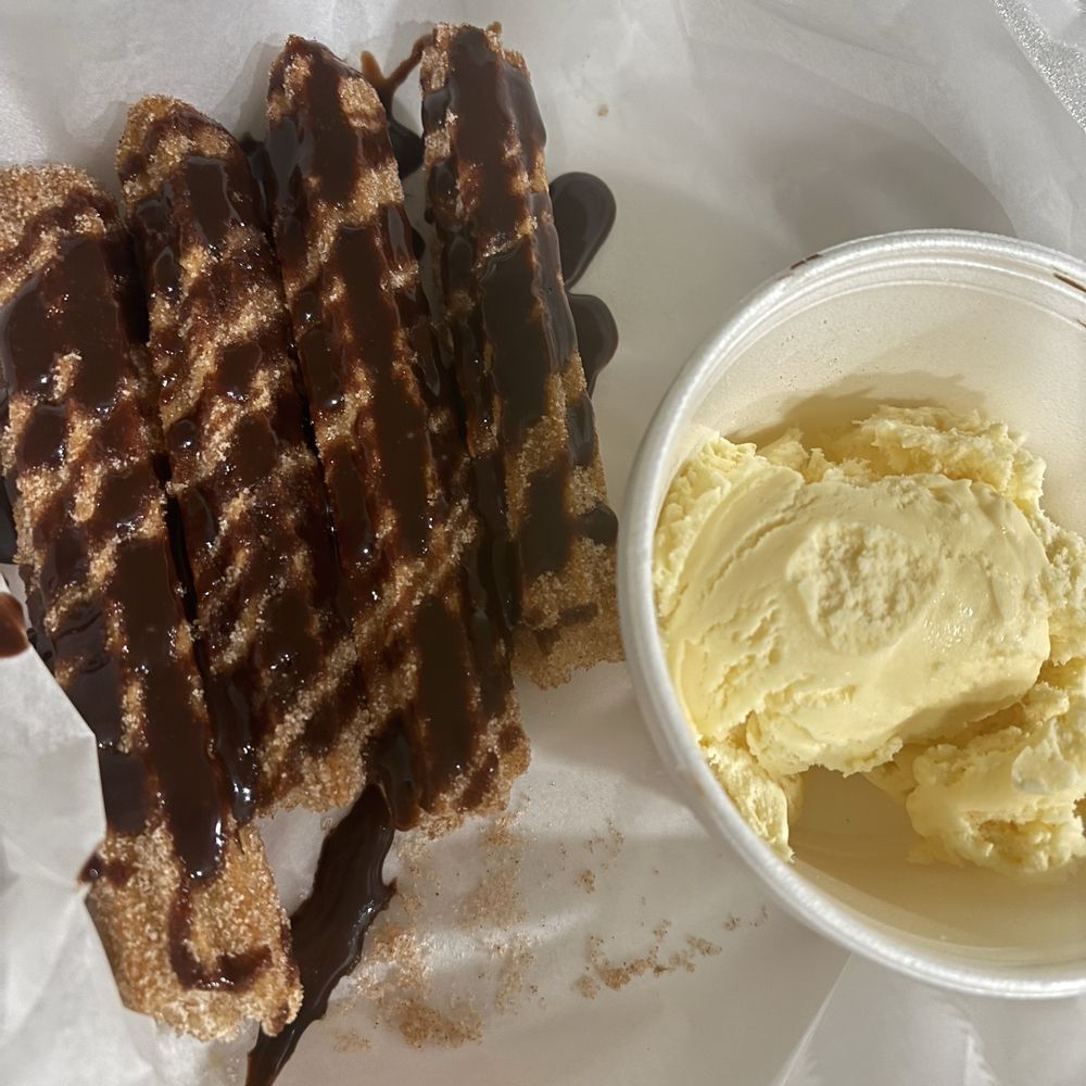 La Parrilla Azteca - Churros with ice cream! - Mexican Near Me - Longs, South Carolina La Parrilla Azteca - Churros with ice cream! - Mexican Near Me - Longs, South Carolina