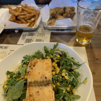 INC 82 Brewing - Salmon salad, fries, bone-in wings. - Breweries Near Me - Dublin, California