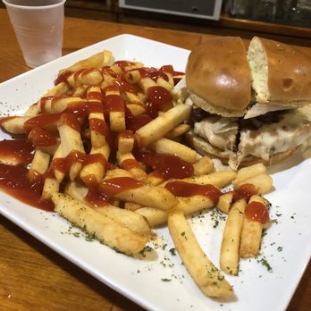 Capital Lounge - The Salmon burger & fries - Lounges Near Me - Baltimore, Maryland