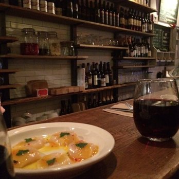 Bar B - The bar, the $8 Sea Scallop Carpaccio & the $5 glass of Chianti during Happy Hour. - Italian Near Me - New York, New York