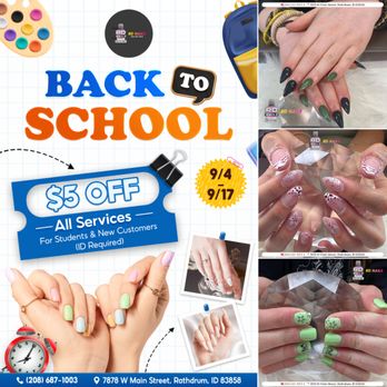 RD Nails - RD NAILS BACK TO SCHOOL SPECIAL 
 Enjoy $5 OFF ALL SERVICES
 For Students & New Customers (ID Required) - Nail Salons Near Me - Rathdrum, Idaho